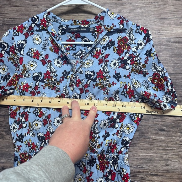 Calvin Klein Jeans Red Peplum Midi Sundress with Notched Collar - Picture 5 of 9